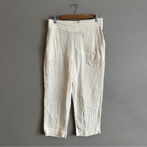 NWT Soft Surroundings Cotton Cream Cropped Muslin Pull on Pants Medium